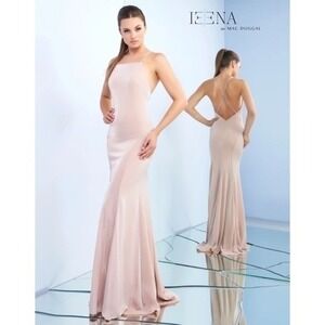 Mac Duggal 26079 Rose Quartz Cross Back Glitter Formal Evening Gown Size 14 NWT